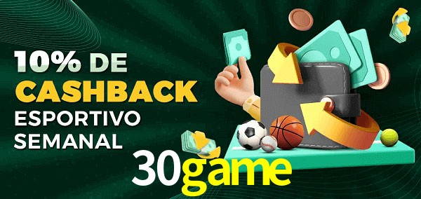 10% de bônus de cashback na 30game